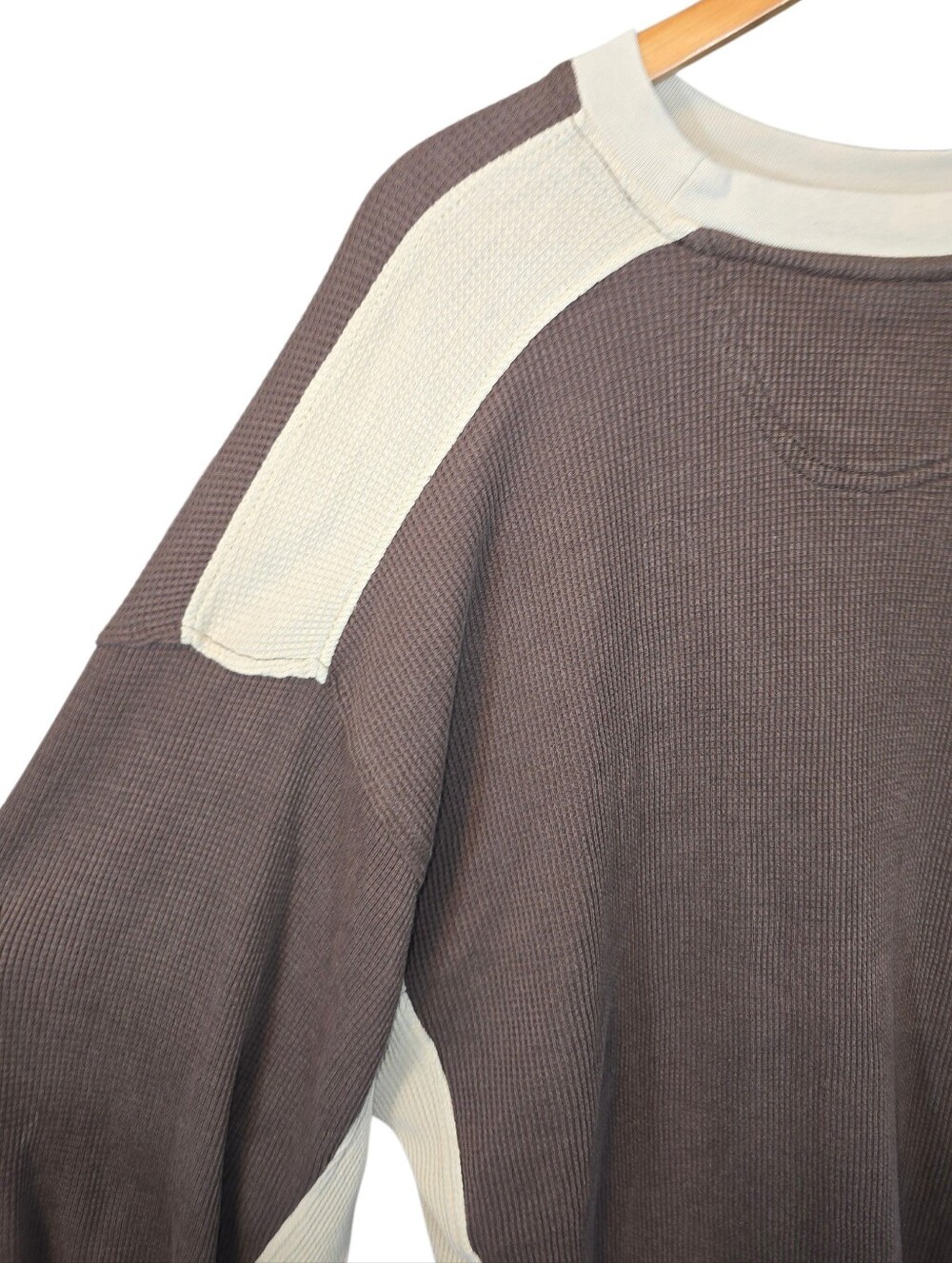 Y2K Southpole XL Brown Thermal Shirt Colorblock Graphic Sequin Streetwear - Picture 10 of 12